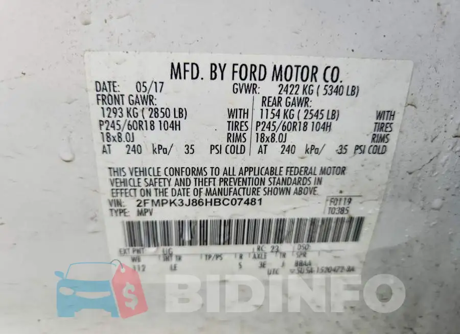 2FMPK3J86HBC07481 Photo# 13