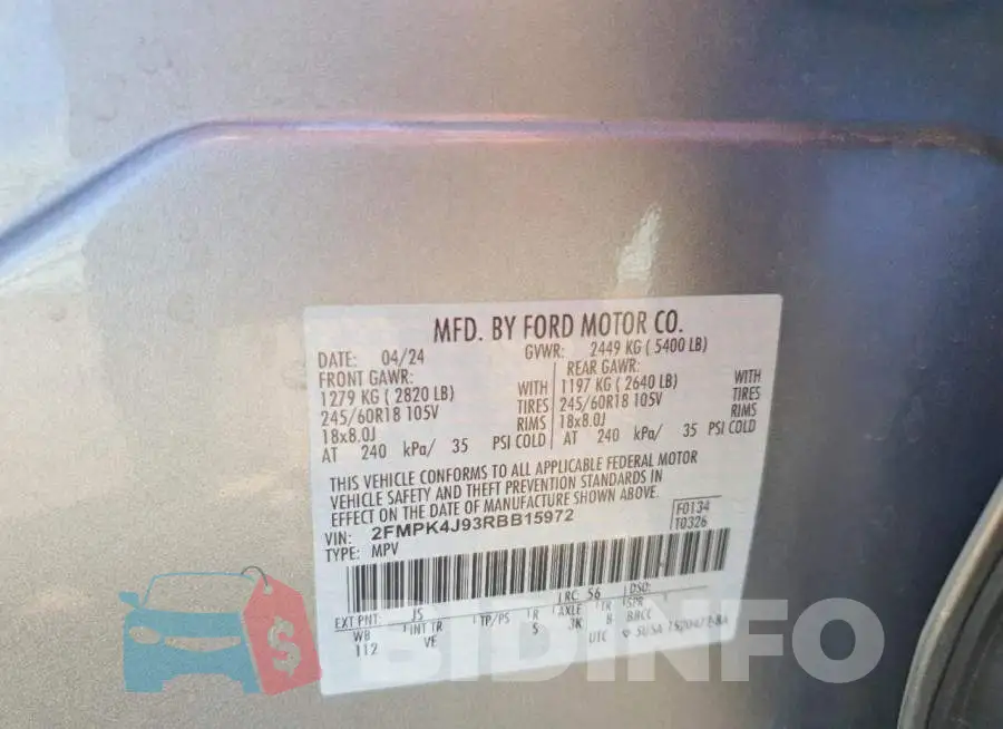 2FMPK4J93RBB15972 Photo# 12