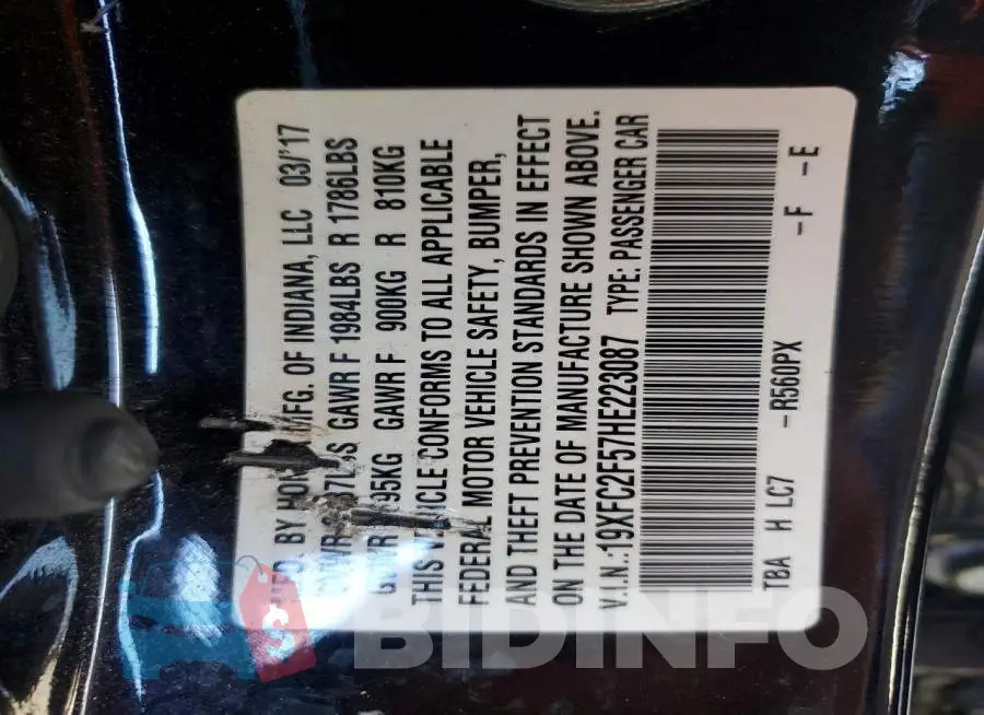 19XFC2F57HE223087 Photo# 12