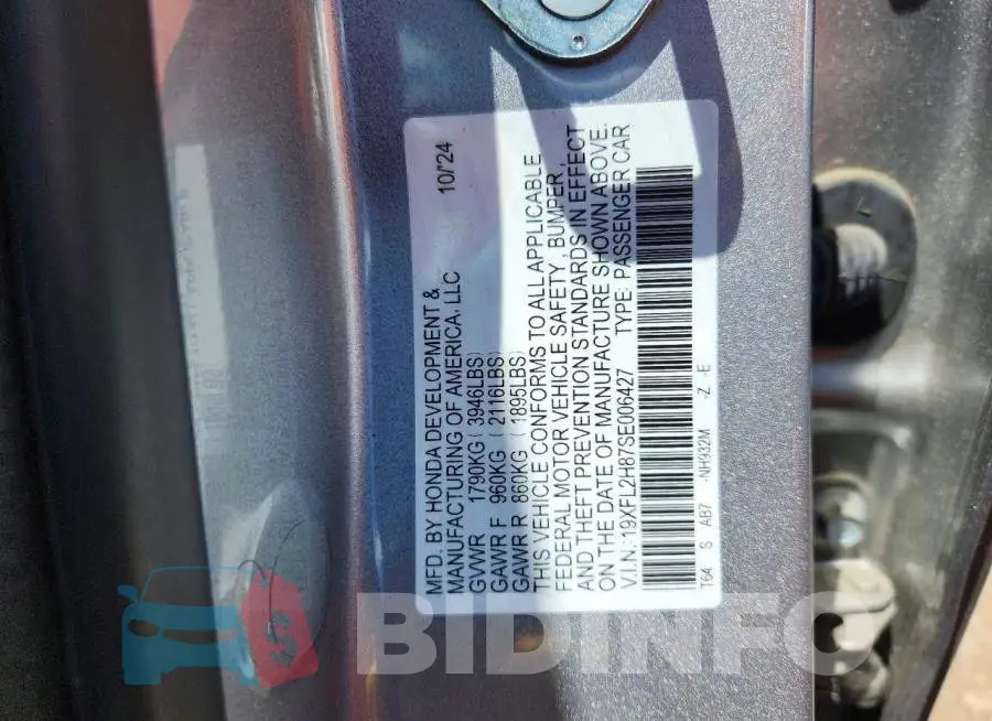 19XFL2H87SE006427 Photo# 12