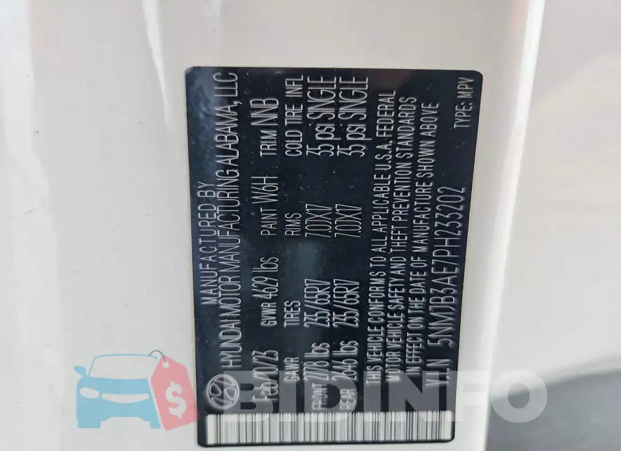 5NMJB3AE7PH233202 Photo# 13