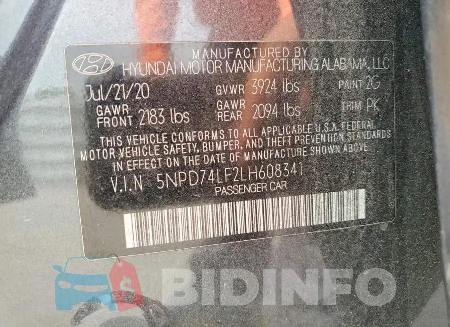 5NPD74LF2LH608341 Photo# 12