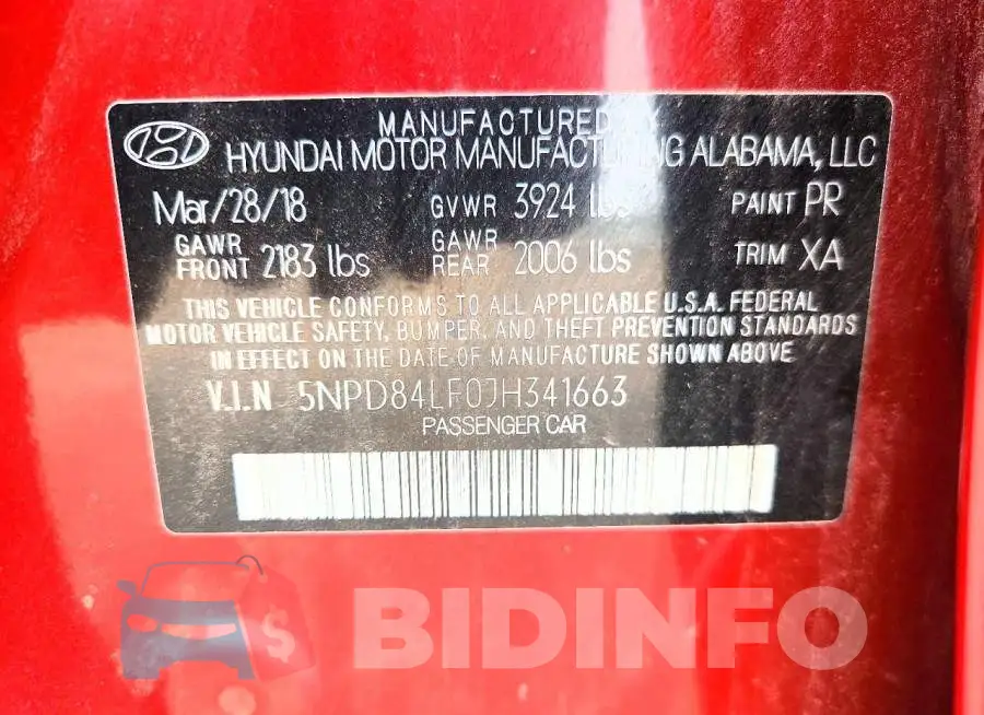 5NPD84LF0JH341663 Photo# 12
