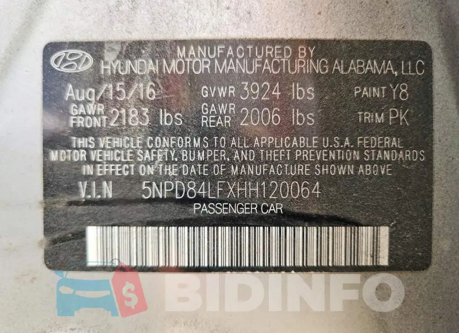 5NPD84LFXHH120064 Photo# 12