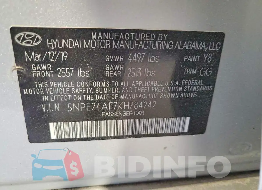 5NPE24AF7KH784242 Photo# 12