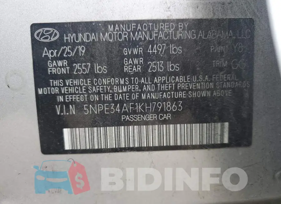 5NPE34AF1KH791863 Photo# 12