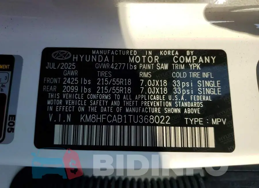 KM8HFCAB1TU368022 Photo# 13