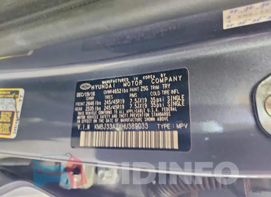 KM8J33A2XHU389033 Photo# 13