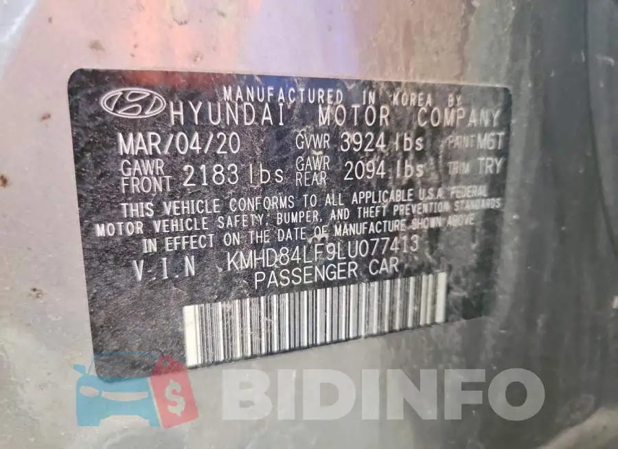 KMHD84LF9LU077413 Photo# 12