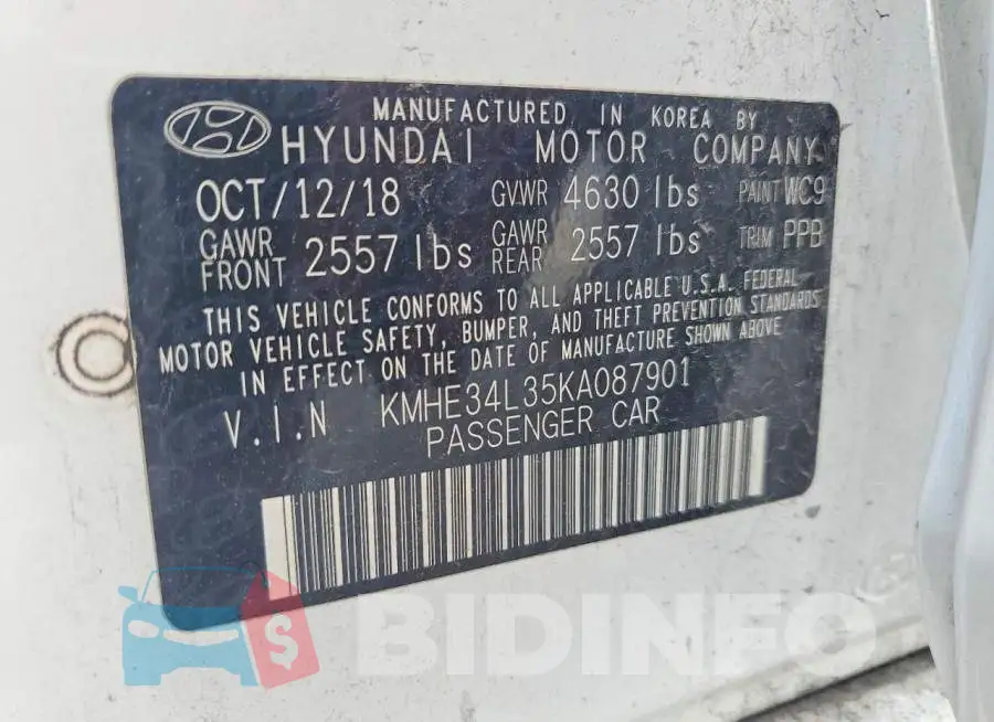 KMHE34L35KA087901 Photo# 12