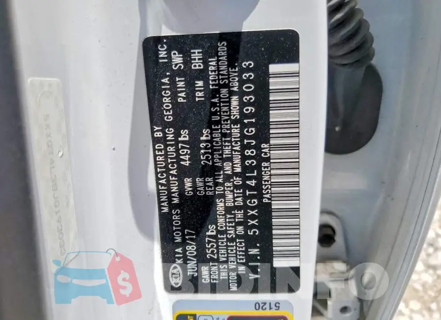 5XXGT4L38JG193033 Photo# 12