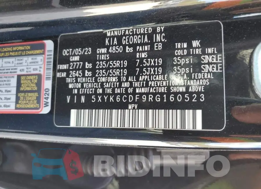 5XYK6CDF9RG160523 Photo# 14