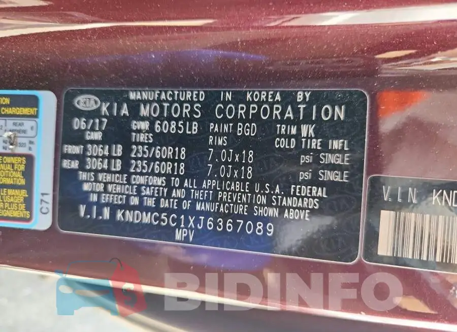 KNDMC5C1XJ6367089 Photo# 12