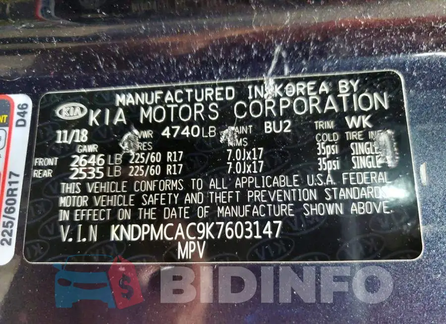 KNDPMCAC9K7603147 Photo# 13