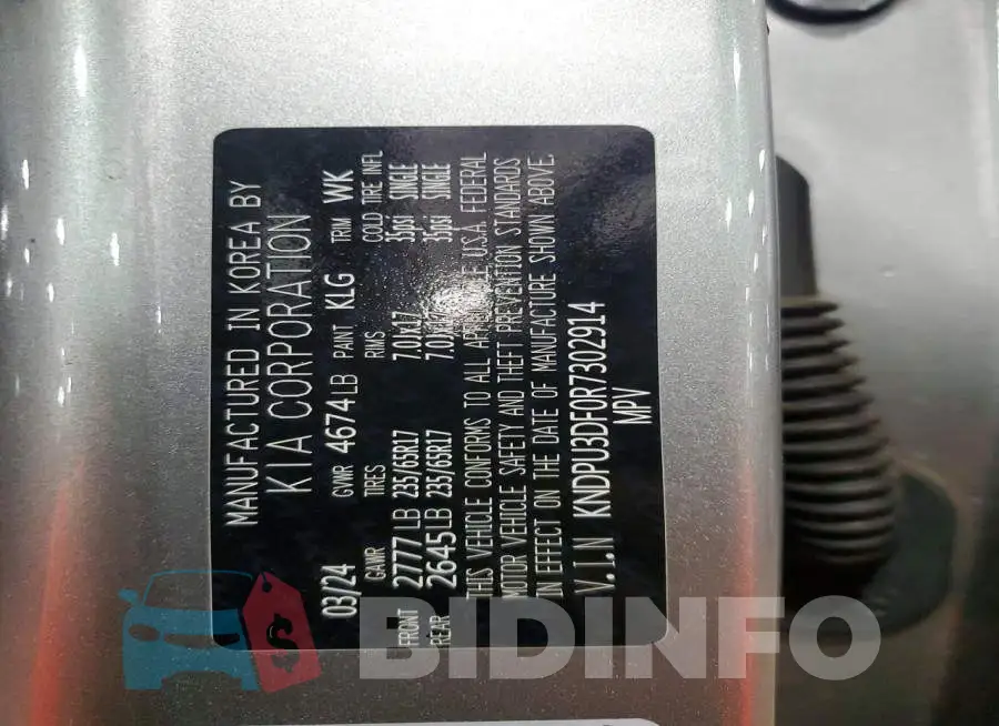 KNDPU3DF0R7302914 Photo# 12
