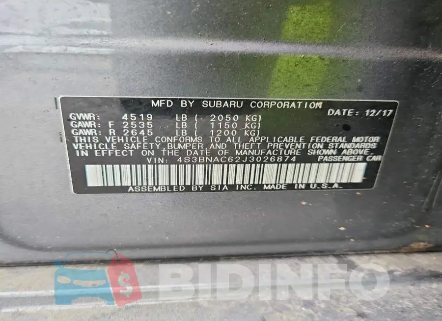 4S3BNAC62J3026874 Photo# 12