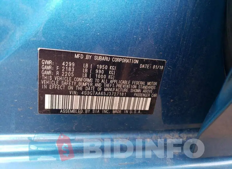 4S3GTAA65J3727181 Photo# 12