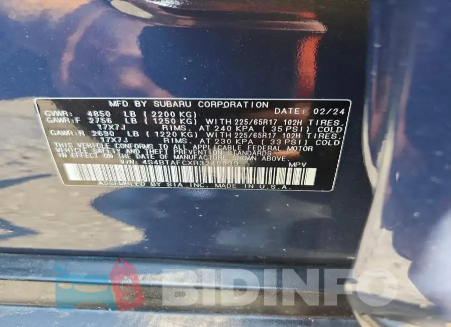 4S4BTAFCXR3240039 Photo# 12