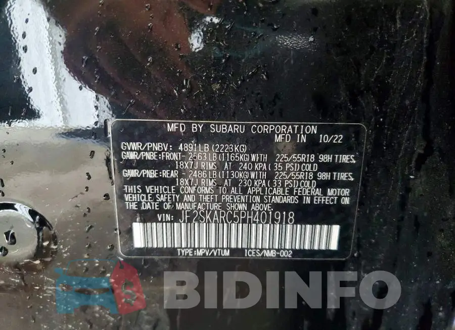 JF2SKARC5PH401918 Photo# 13