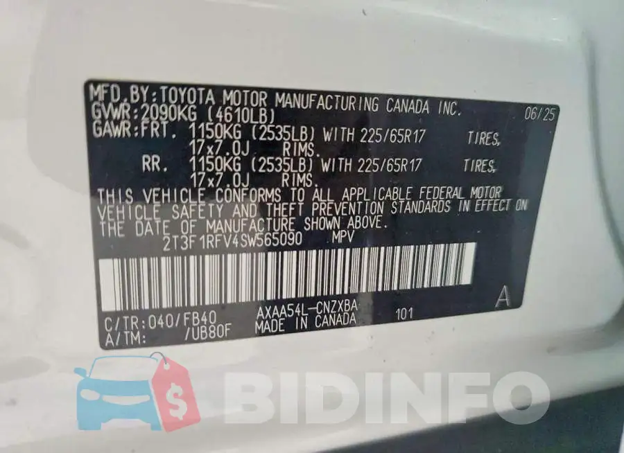 2T3F1RFV4SW565090 Photo# 13