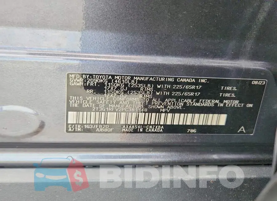 2T3G1RFV2PC381148 Photo# 13