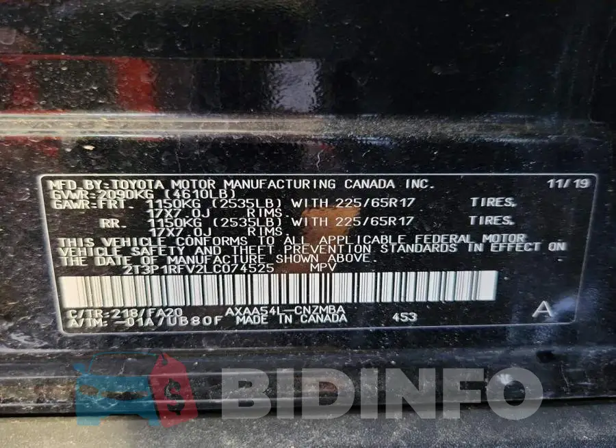 2T3P1RFV2LC074525 Photo# 13