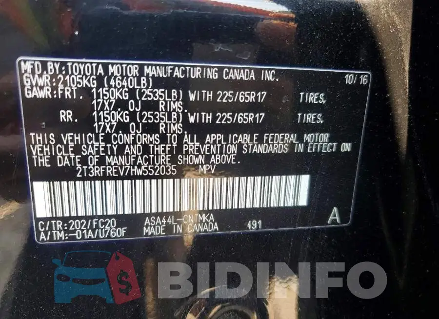 2T3RFREV7HW552035 Photo# 14