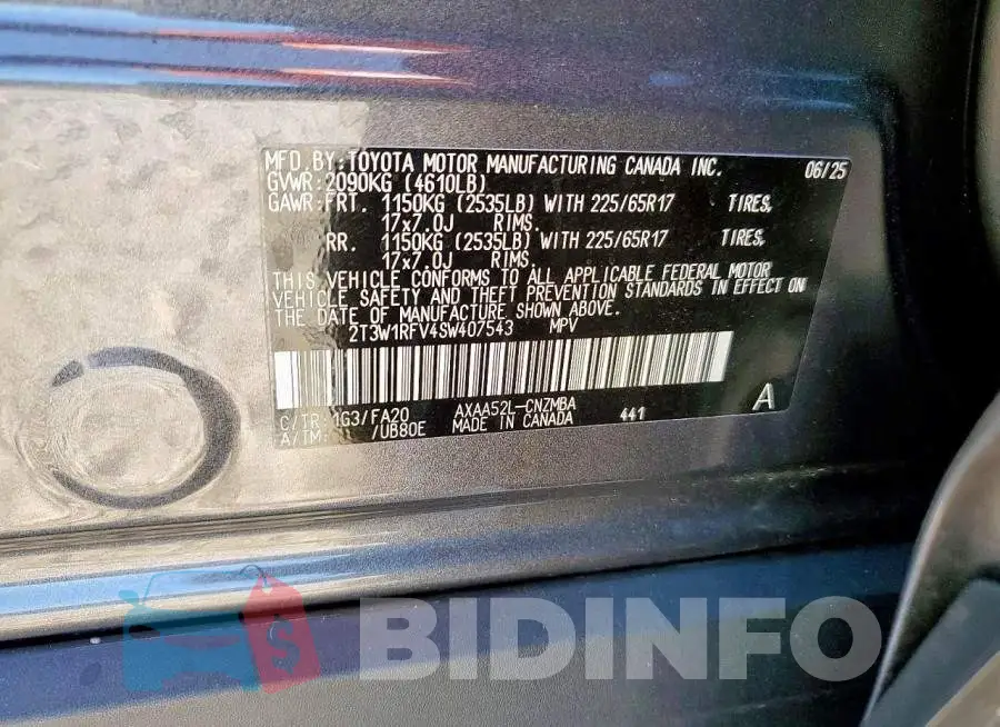 2T3W1RFV4SW407543 Photo# 14