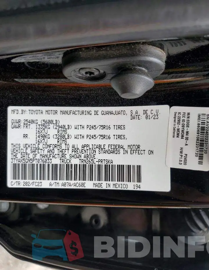 3TYAX5GN5PT076033 Photo# 13