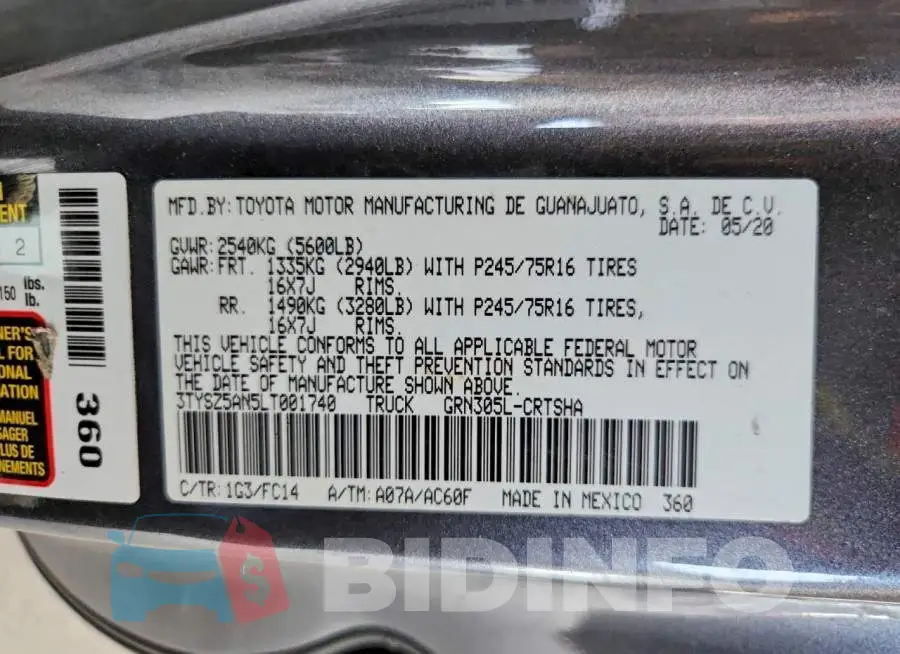 3TYSZ5AN5LT001740 Photo# 12