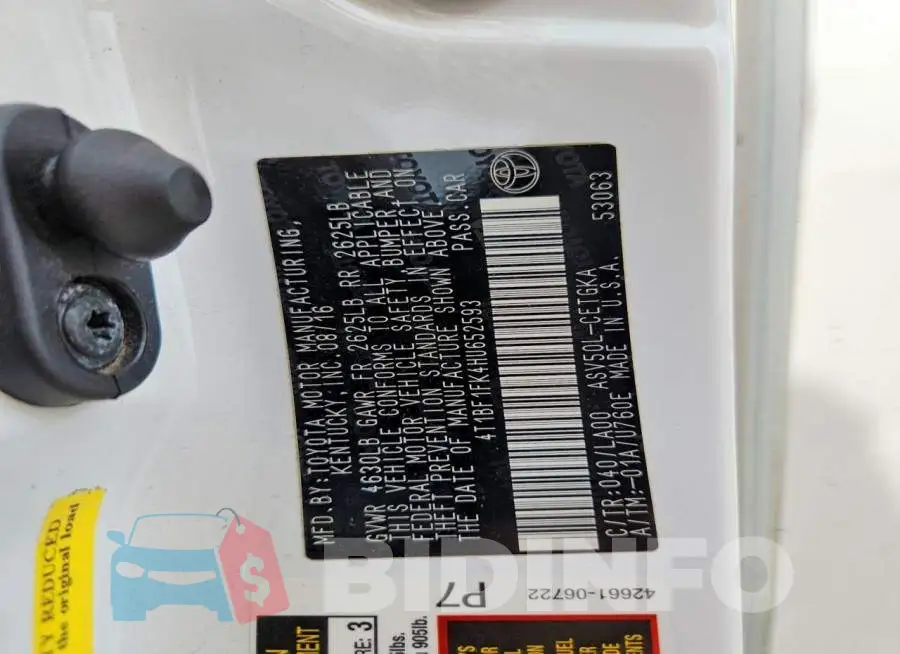 4T1BF1FK4HU652593 Photo# 12