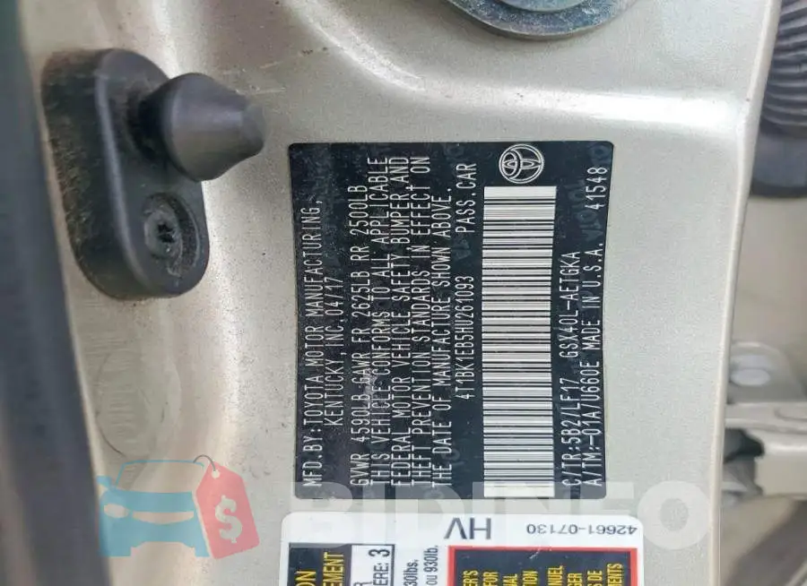 4T1BK1EB5HU261093 Photo# 12