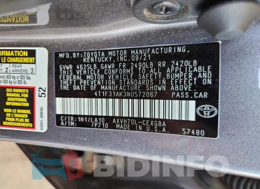 4T1F31AK3NU572067 Photo# 12