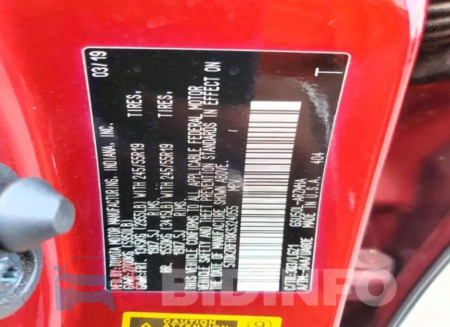 5TDKZRFHXKS324055 Photo# 13