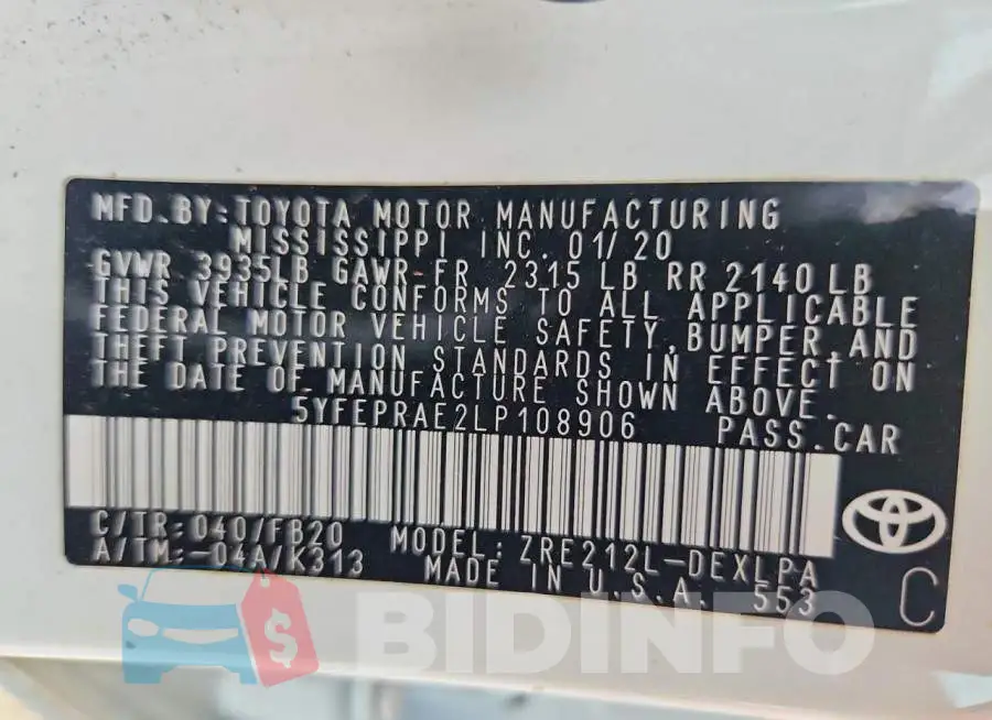 5YFEPRAE2LP108906 Photo# 12