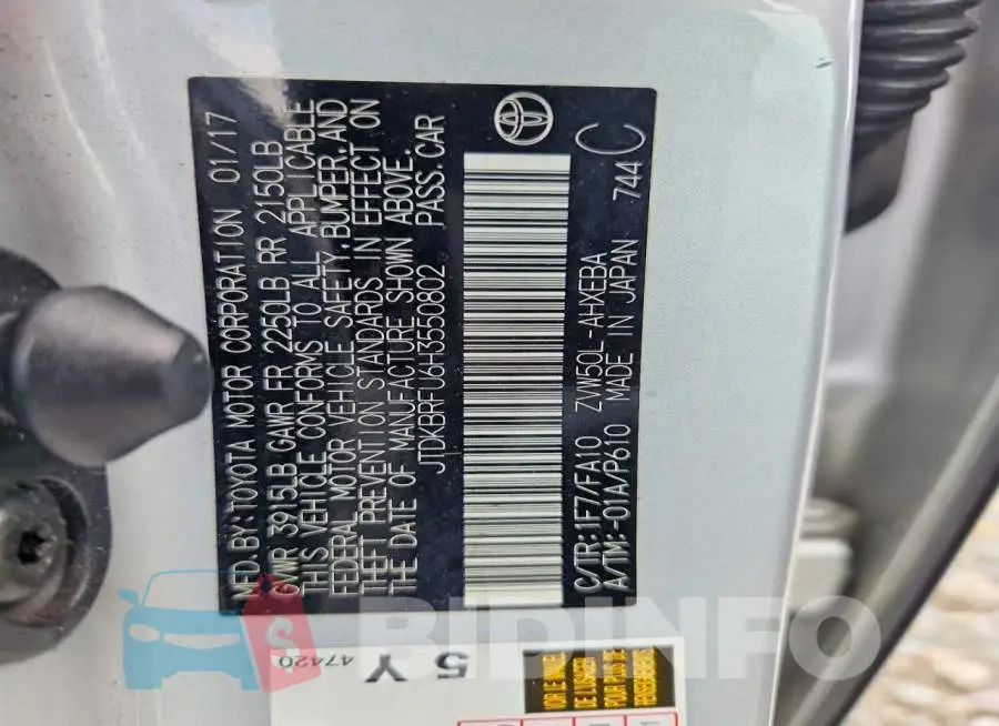 JTDKBRFU6H3550802 Photo# 13