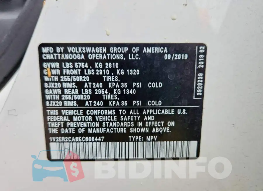 1V2ER2CA8KC606447 Photo# 13