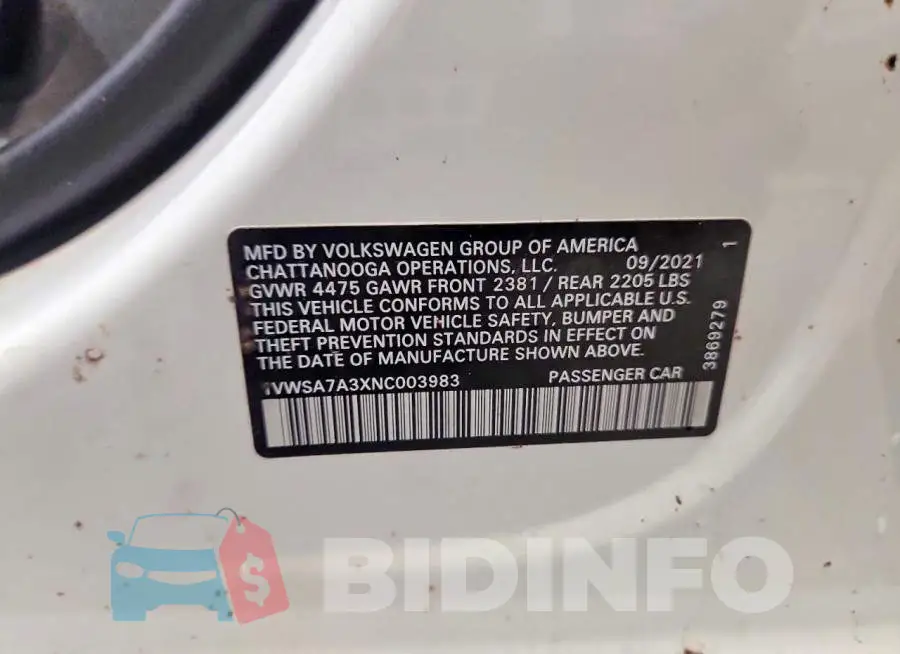 1VWSA7A3XNC003983 Photo# 12