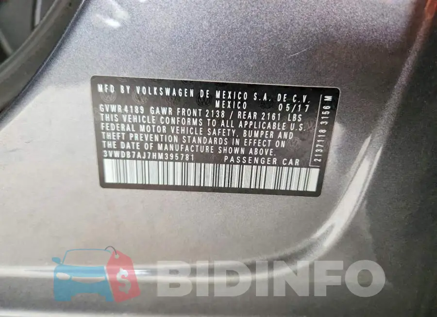 3VWDB7AJ7HM395781 Photo# 12