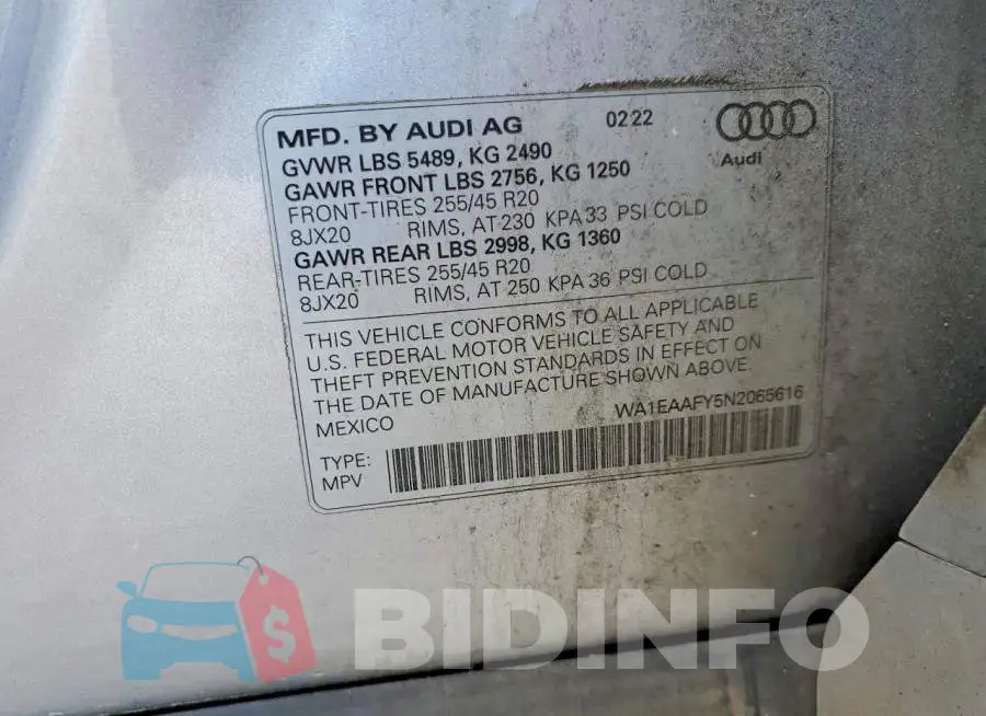 WA1EAAFY5N2065616 Photo# 13