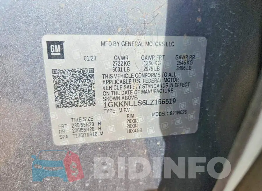 1GKKNLLS6LZ166519 Photo# 13