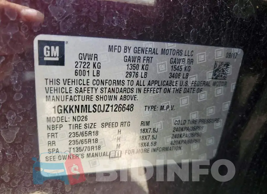 1GKKNMLS0JZ126648 Photo# 14