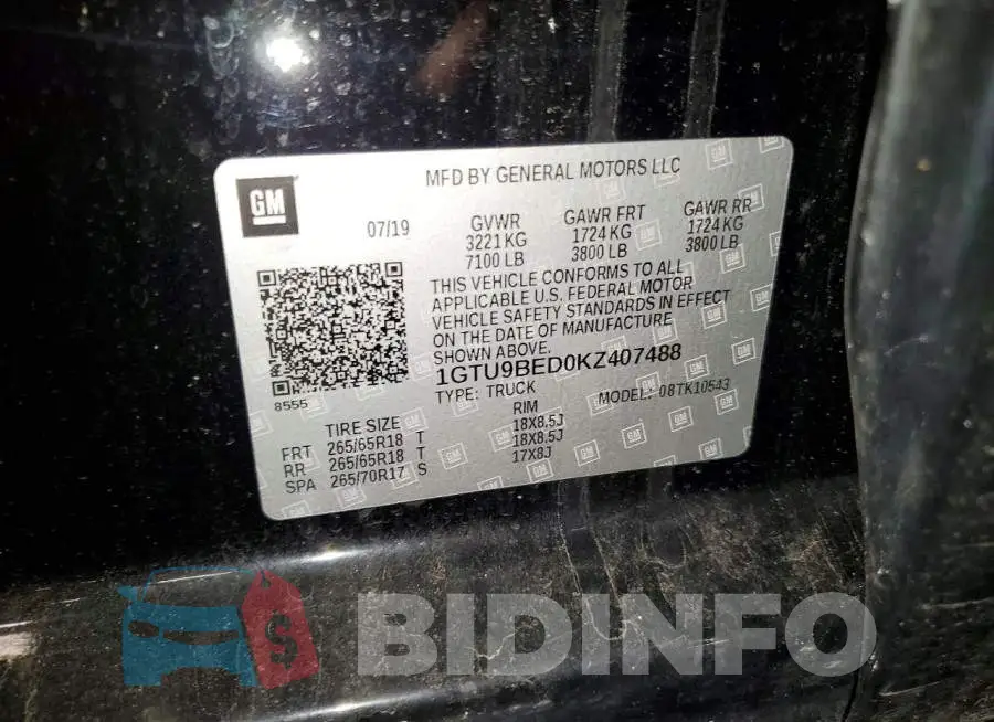 1GTU9BED0KZ407488 Photo# 12