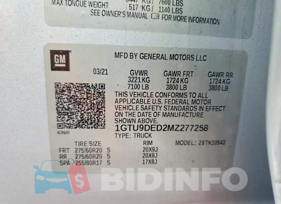 1GTU9DED2MZ277258 Photo# 12