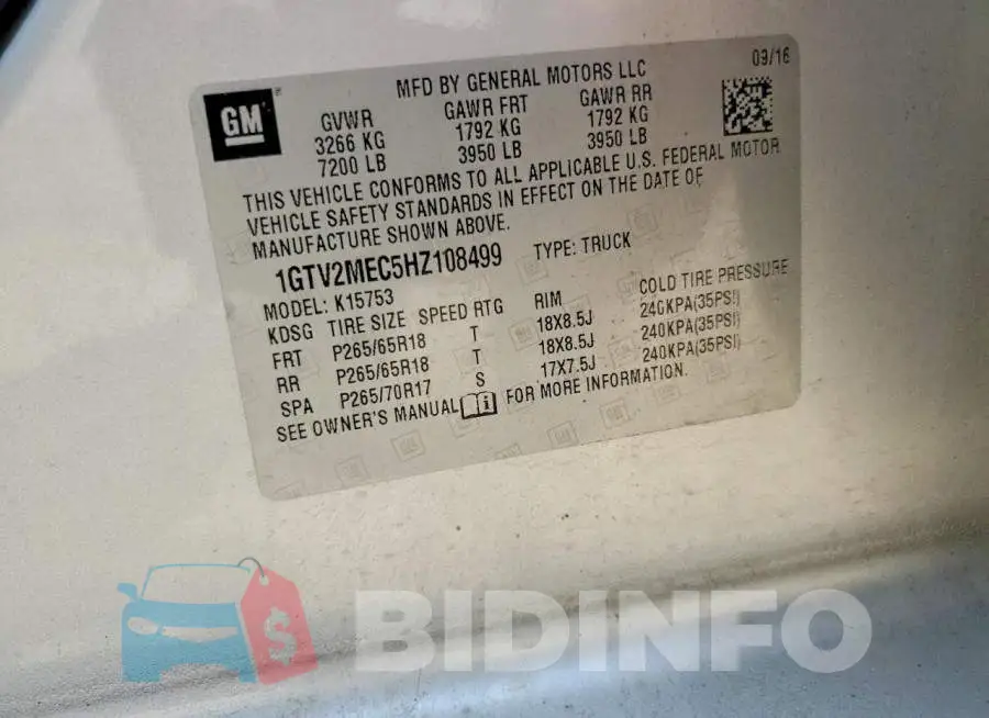 1GTV2MEC5HZ108499 Photo# 12