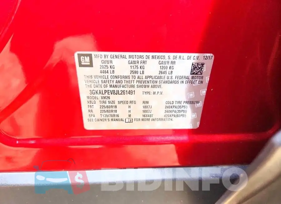 3GKALPEV8JL261491 Photo# 13