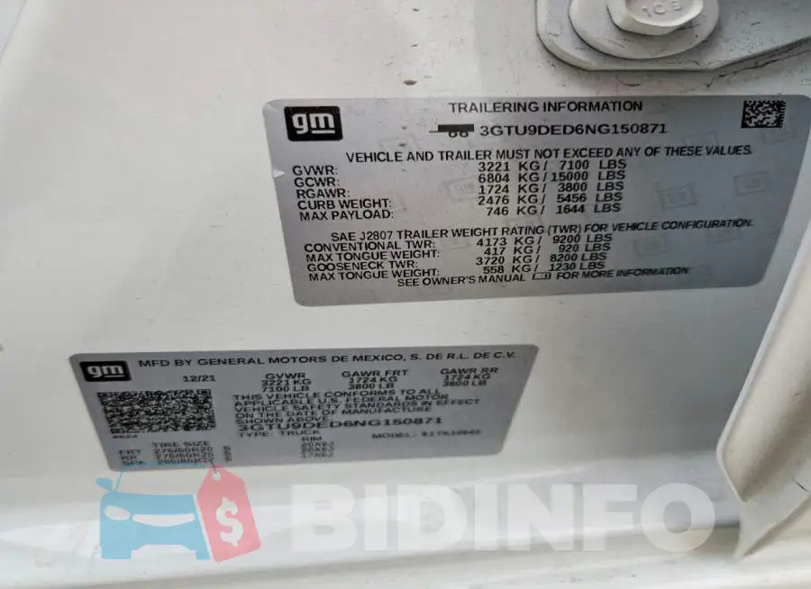 3GTU9DED6NG150871 Photo# 12