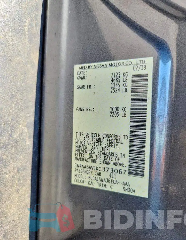 1N4AA6AV1KC373067 Photo# 12