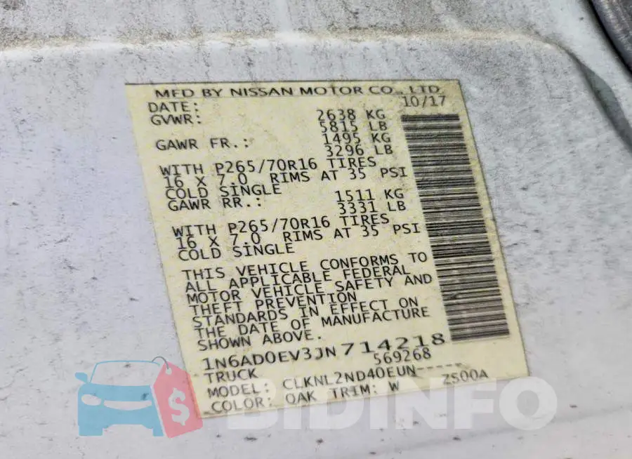 1N6AD0EV3JN714218 Photo# 12