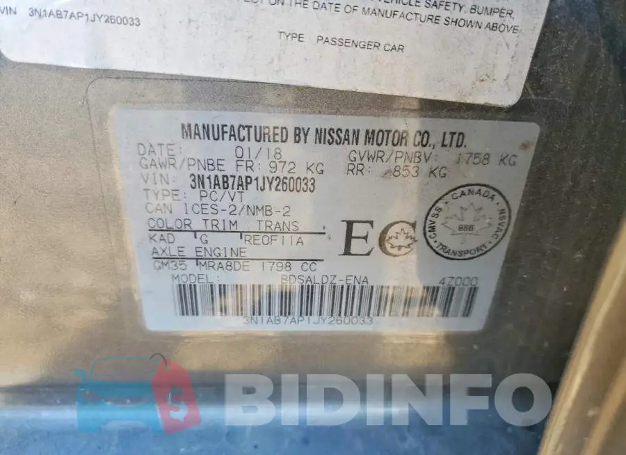 3N1AB7AP1JY260033 Photo# 12